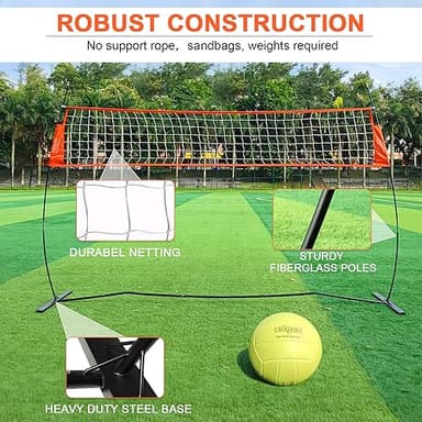 12FT Portable Volleyball Training Net for Hitting or Serving Drills, Outdoor & Indoor Freestanding Volleyball Practice Net with Height Adjustable, Glow in Dark Ball, Carry Bag - Image 2
