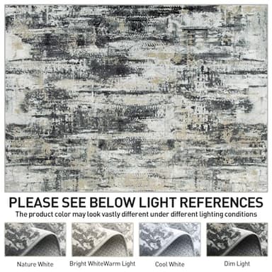 8x10 Area Rugs Washable Rug: Large Modern Abstract Living Room Rug Soft Anti-Skid Thin Carpet Indoor Floor Non-Shedding Carpets for Bedroom Dining Farmhouse Nursery Home Office Black Grey Gold - Image 7