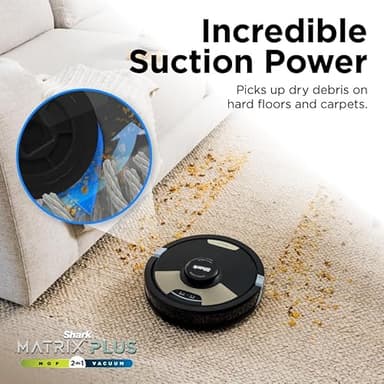 Shark Robot Vacuum & Mop Combo, Powerful Suction, Matrix Plus, 60-Day Debris Capacity, HEPA Bagless Self Empty Base, Sonic Mopping, Home Mapping for Pet Hair - Carpets & Hardfloor, AV2610WA - Image 7