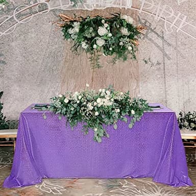 Fitable Sequin Tablecloth for Parties 60x120 Inch - Sparkle Glitter Table Cloth Laser Rectangle Overlay for Wedding Baby Shower Ceremony Birthday Holiday Banquet Decor, Purple - Image 7