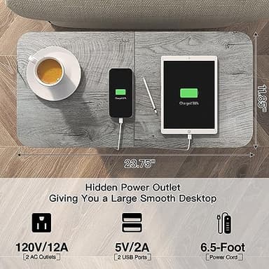 LIDYUK End Table with Charging Station, Set of 2 Flip Top Narrow Side Table for Small Spaces, Nightstands Set of 2 for Bedroom, End Tables Living Room with Storage Shelves, Light Grey - Image 3