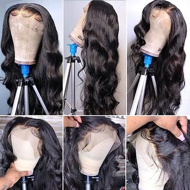 QUANDIAN 28 Inch Body Wave Lace Front Wigs Human Hair 13X6 HD Lace Frontal Wigs Human Hair 180% Density Glueless Wigs Human Hair Pre Plucked for Women Brazilian Virgin Body Wave Wig Natural Color - Image 2