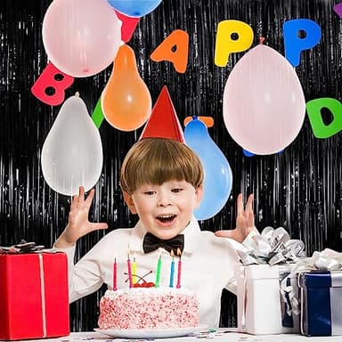 Black Metallic Tinsel Foil Fringe Curtains, 4 Pack 3.3x8.3 Feet Party Streamer Curtains for Birthday Party Decorations, Halloween Decor, Foil Curtain Backdrop for Bachelorette Party - Image 5