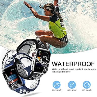 Adorve 4 Pack Sport Bands Compatible with Apple Watch Bands for Men Women 49mm 46mm 45mm 44mm 42mm 41mm 40mm 38mm,Breathable Soft Silicone Strap for iWatch Band Series 11 10 SE Ultra 9 8 7 6 5 4 3 2 1 - Image 3