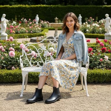 Asgard Women's Ankle Rain Boots Waterproof Chelsea Boots, Black 38 (Size 7.5) - Image 2