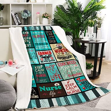 Nurse Gifts Soft Warm Nurse Gifts for Women Throw Blanket,Gifts for Nurses,Nurses Week Gifts,Soft Fluffy Sherpa Warm Throw Blankets for Bed, Office and Couch (H2,130cm x 150cm(51'' x 59'')) - Image 3