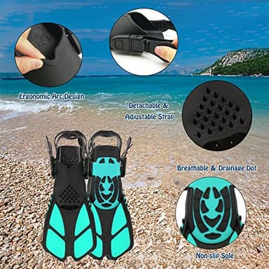 HH HHAO SPORT Kids Mask Fins Snorkel Set Snorkeling Packages, with Diving Mask, Snorkel, Adjustable Swim Fins, Mesh Bag, Anti-Fog Anti-Leak Snorkeling Gear for Kids for Snorkeling Swimming Diving - Image 7