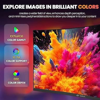 ZZA 32 Inch Curved Gaming Monitor 180hz,Computer Monitor 32 Inch FHD 1080P 1500R |1ms (GTG) | HDR 600|Curved|122% sRGB|DP/HDMI|VESA|FreeSync & G-Syn,Mount Business, Office, Casual Gaming Monitors - Image 4