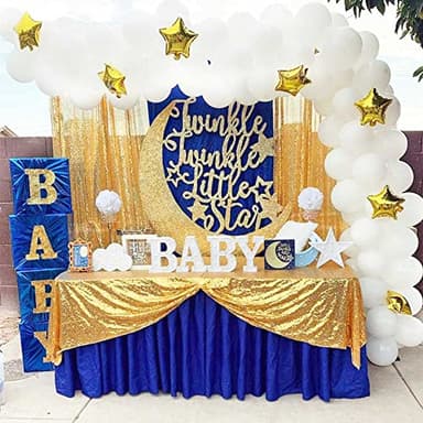 QueenDream 90x132inch Rectangle Sparkly Gold Sequin Tablecloth Wedding Glitter Tablecloth for Birthday Party Decor - Image 4