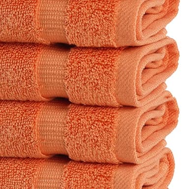 Chakir Turkish Linens | Hotel & Spa Quality 100% Cotton Premium Turkish Towels | Soft & Absorbent (4-Piece Washcloths, Coral) - Image 4