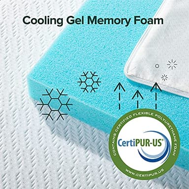 ZINUS 2 Inch Ultra Cooling Gel Memory Foam Mattress Topper with Cooling Cover, CertiPUR-US Certified, Twin, White - Image 4
