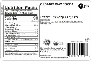 Yupik Organic Raw Cacao Nibs, 2.2 lb (35.2 oz), Gluten-Free, Kosher, GMO-Free, Vegan, No Sugar Added, No Additives, Made from Raw Cacao, Crunchy, Healthy Snacks, Ideal for Baking & Topping - Image 2