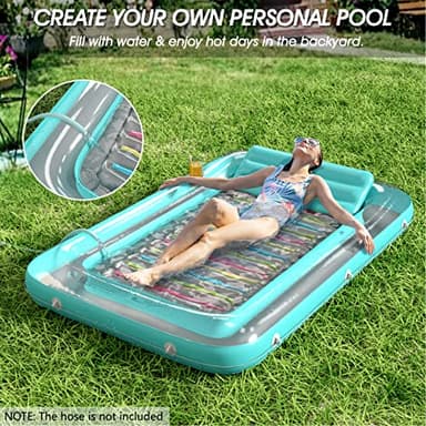 Jasonwell 4 in 1 Inflatable Tanning Pool Lounger Float - Sunbathing Lounge Floatie Raft Toys, Water Filled Tanning Bed Mat Pad Blow Up Kiddie Pool with Ball Pit for Adult, Kids (L) - Image 2