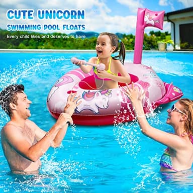 HopeRock Unicorn Pool Floats for Toddlers and Kids, with Water Gun, Pool Toys for 3-8 Years Old Girls, Inflatable Swimming Pool Toys - Image 5