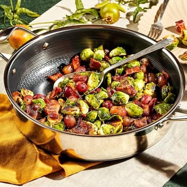 HexClad Hybrid Nonstick 4.5-Quart Deep Sauté Pan with Tempered Glass Lid, Stay-Cool Handle, Dishwasher-Friendly, Oven-Safe Up to 900°F, Induction Ready, Compatible with All Cooktops - Image 2