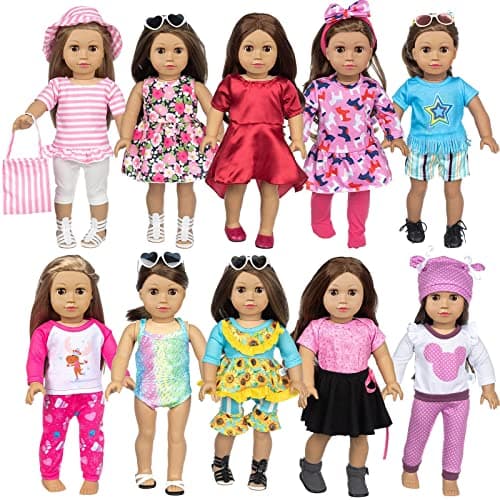 BDDOLL 23 Pcs 18 Inch Girl Doll Clothes and Accessories for 18 Inch Doll Dress with Our Generation Dolls Including 10 Complete Sets of Clothing Outfits - Image 1
