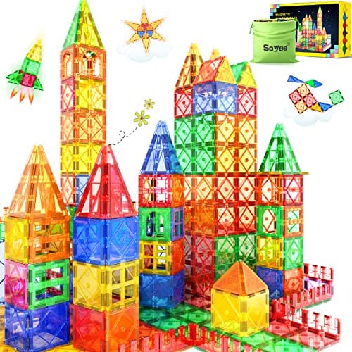 52PCS Magnetic Tiles Toys for 3 Year Old Boys and Girls Magnetic Building Blocks STEM Learning Toys Sensory Montessori Toys for Toddlers Kids - Image 1