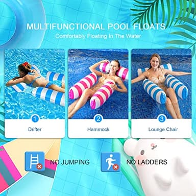 Pool Floats Adult Size Floats for Swimming Pool Chair Floats Water Hammock Inflatable Pool Floats Pool Hammock Floats for Adults Pool Lounge Floating Chair for Pool Beach Ocean Lake 2 Packs (XL) - Image 5