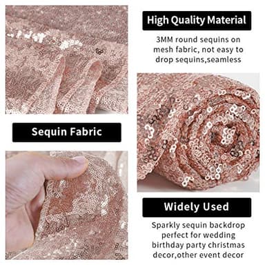 Hahuho Rose Gold Sequin Backdrop Curtain, 4PCS 2FTx8FT Glitter Backdrop Curtain for Parties, Christmas, Wedding, Party Decoration（4 Panels, 2FT x 8FT, Rose Gold - Image 3