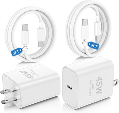 45W USB C Fast Charger for iPhone 17/ Air/16/15 Pro Max,2Pack 3FT Type C Charger Block & Cable, PD 3.0 Super Fast Charging for iPad Pro MacBook Air/Pro M1/M2, AirPods - Image 1