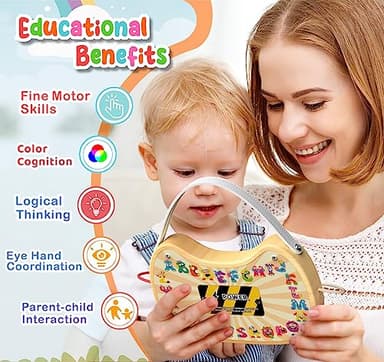 Montessori Toddler Busy Board Sensory Toys for Toddlers Wooden Autism Sensory Toy, Toddler Switch Board with 17 LED Lights for Kids 1-6 Year Olds to Develop Fine Motor Skills. - Image 2