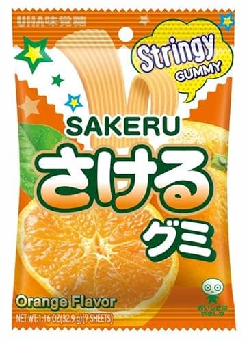 UHA Mikakuto Sakeru Stringy Gummy Orange 1.16 OZ (Pack of 10) - Image 1