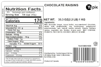 Yupik Milk Chocolate Covered Raisins, 2.2 lb (35.2 oz), Kosher, Raisins Dipped in Fine Milk Chocolate, Smooth & Chewy, Chocolate Candy, Sweet Snacks, Ideal for Topping & Baking - Image 2