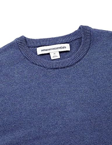 Amazon Essentials Men's Long-Sleeve Crewneck Sweater, 100% Cotton, Big & Tall Options Available, Blue Heather, X-Large - Image 7