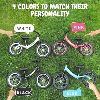 14 Inch Balance Bike for Kids 3-6 Year Old, Bike with No Pedals, Air Rubber Tires, Adjustable Height, Foot Rest, Pedalless Bicycle Boys, Girls (Blue) - Image 7