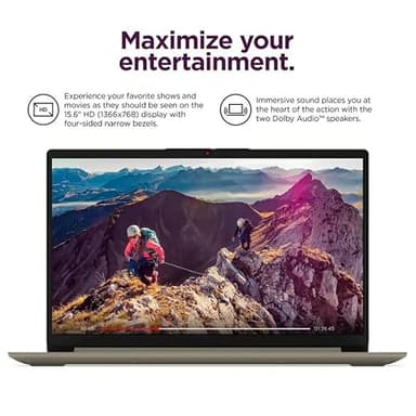 Lenovo 15.6" HD IdeaPad Anti-glare Coating + 1 Year Microsoft 365, 12GB RAM, 384GB SSD, Windows 11 Home, Up to 9.5 Hours Battery Life, Intel Processor, WiFi 6, HDMI, USB-C, SD Card Reader, w/WOWPC USB - Image 2