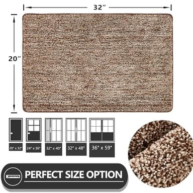 REFETONE Indoor Doormat, Front Door Mat 20"x32" Absorbent Rubber Backing Non Slip Door Mats, Washable Low-Profile Inside Floor Mat Door Rugs for Entryway, Resist Dirt Mud Mat for Dogs, Coffee/Brown - Image 2