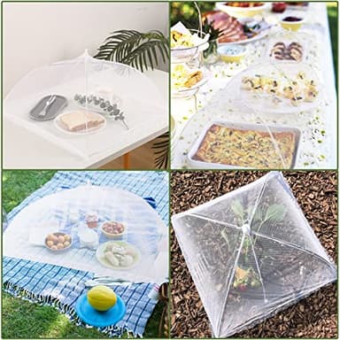 ZMCINER 8 Pack Food Tents Food Covers for Outside Mesh Screen Include 2 Extra Large (40"X 24") & 6 Standard (17"X 17") Collapsible and Reusable Mesh Food Covers for Outdoors, Fruit Cover - Image 8