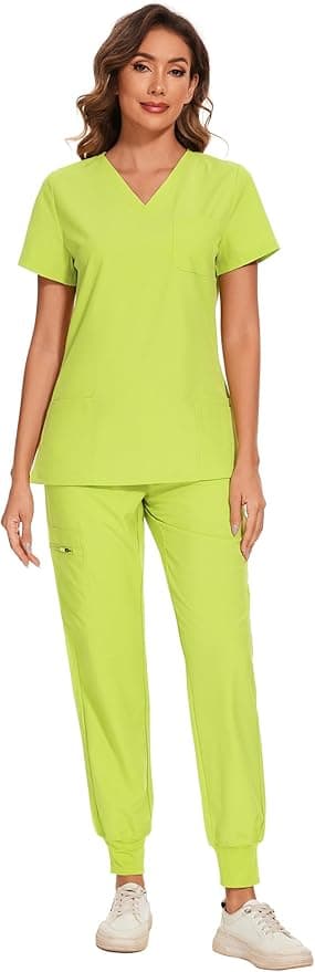 COZYFIT Scrubs for Women Set - Stretch V-Neck Scrub Top & Jogger Pant with 8 Pockets - Image 1