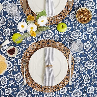 DII Floral Outdoor Zippered Tabletop Collection, Water Resistant, Tablecloth, 60 x 84, Nautical Blue - Image 6