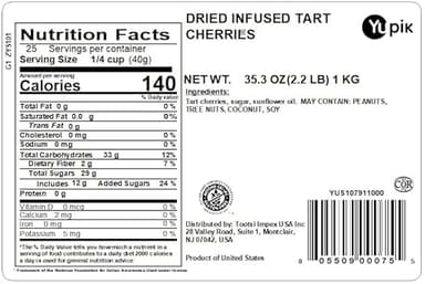 Yupik Dried Cherries, 2.2 lb, Gluten-Free, Kosher, Sweetened Dried Fruits, Tart & Sweet Whole Cherries, Pitted, Source of Fiber, Fruity Snacks, Ideal for Baking & Topping - Image 2