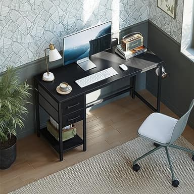 CubiCubi Computer Desk with 2 Drawers, 40 Inch Small Home Office Desk Study Writing Table, Black - Image 9