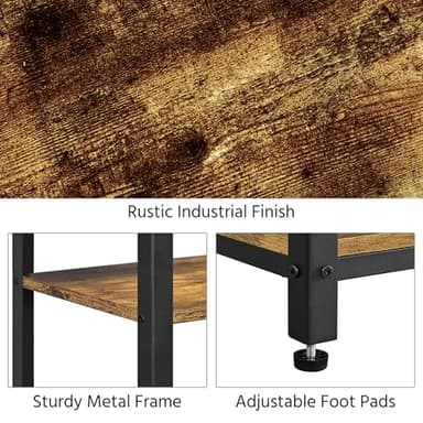 Yaheetech Large 3-Tier Tall End Table, 30 Inches High Side Table with Wooden Shelves & Strong Metal Frame for Living Room Small Space, 12 x 16 x 29.5 inches，Rustic Brown - Image 8