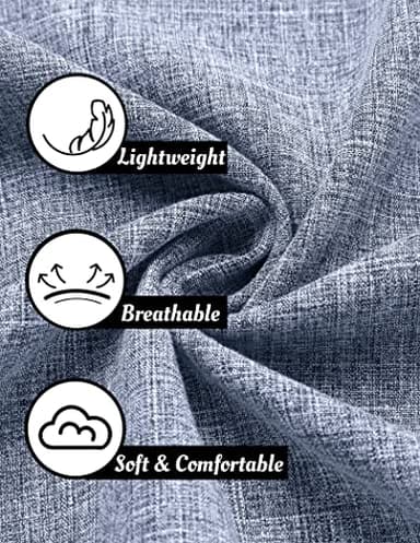 COOFANDY Men's Linen Shirt Casual Shirts Short Sleeve Shirts Button Down Linen Beach Shirts for Men Summer Outfit Light Denim Blue - Image 5