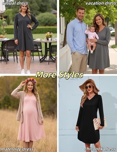 Marvmys Long Sleeve Night Shirt for Women Nightgown V Neck Long Sleeve Nightshirt Night Shirt Dark Gray & Stars M - Image 5