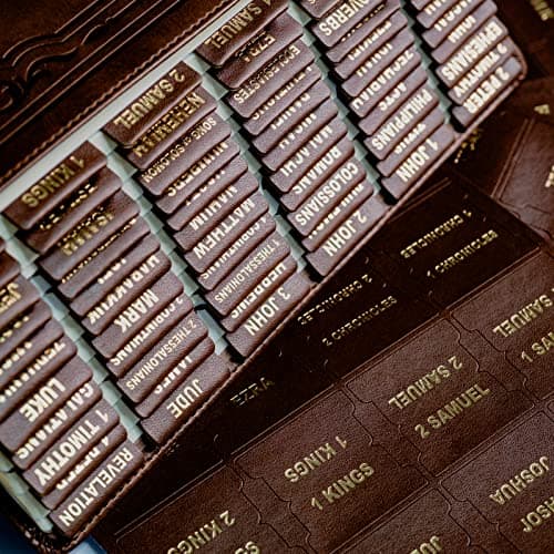 UPAFEXXI-Leather Bible Tabs, Bible Tabs for women and men(Gold Foil Lettering) Large Print Stickers, Easy to Read and Apply, 80 Chapters Labels for Easy Navigation(Brown) - Image 1