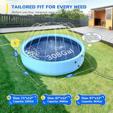 Bilibara 87'' Foldable Dog Pool, Sprinkler Pool for Kids, Non-Slip Heavy Duty Dogs Splash Pad for Small Dogs, Hard Plastic Kiddie Bathtubs for Backyard - Image 6