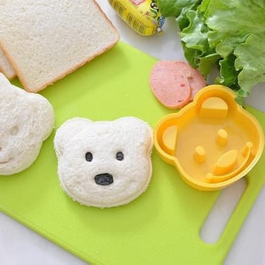Leking 13 Pcs Wooden Kids Kitchen Knife, Kids Knife Set with Gloves Cutting Board Bear Sandwich Cutter Fruit Vegetable Cutters Serrated Edges Plastic Knifes for Real Cooking Kid Safe Knives - Image 4