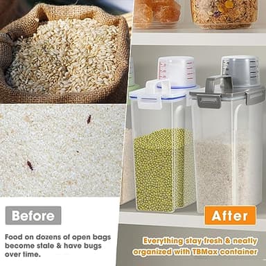 TBMax Rice Storage Container 3 to 5 Lbs - Small Cereal Oatmeal Flour Container with Easy Pouring Spout & Cup, Portable Pet Dog Cat Food Dispenser for Small Spaces, Travel, or Daily Use - Image 7