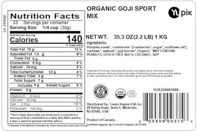 Yupik Trail Mix, Organic Goji Sport, 2.2 lb, An organic mix of pumpkin seeds, cashews, walnuts, cranberries, goji berries, Pack of 1 - Image 2
