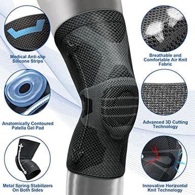 NEENCA Professional Knee Brace for Pain Relief, Medical Knee Compression Sleeve, Knee Support with Horizontal Knit Tech for Meniscus Tear, ACL, Arthritis, Joint Pain, Runner, Workout - Image 2
