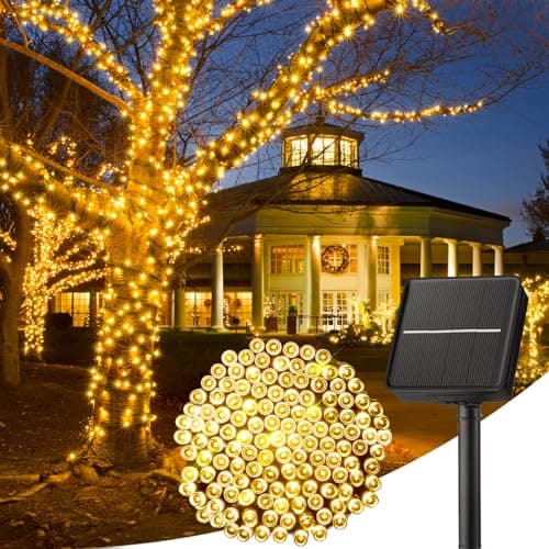 Minetom Solar String Lights Outdoor Waterproof- 40 FT 100 LED Solar Powered String Lights with 8 Lighting Modes, IP65 Waterproof Solar Christmas Lights for Outdoor Outside Tree Party Decor, Warm White - Image 1