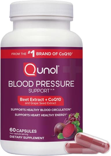 Qunol Blood Pressure Support, 3 in 1 Beets + CoQ10 + Grape Seed Extract, Beet Root Capsules That Supports Healthy Blood Circulation & Heart Healthy Energy, 60 Count (Pack of 1 - Image 2