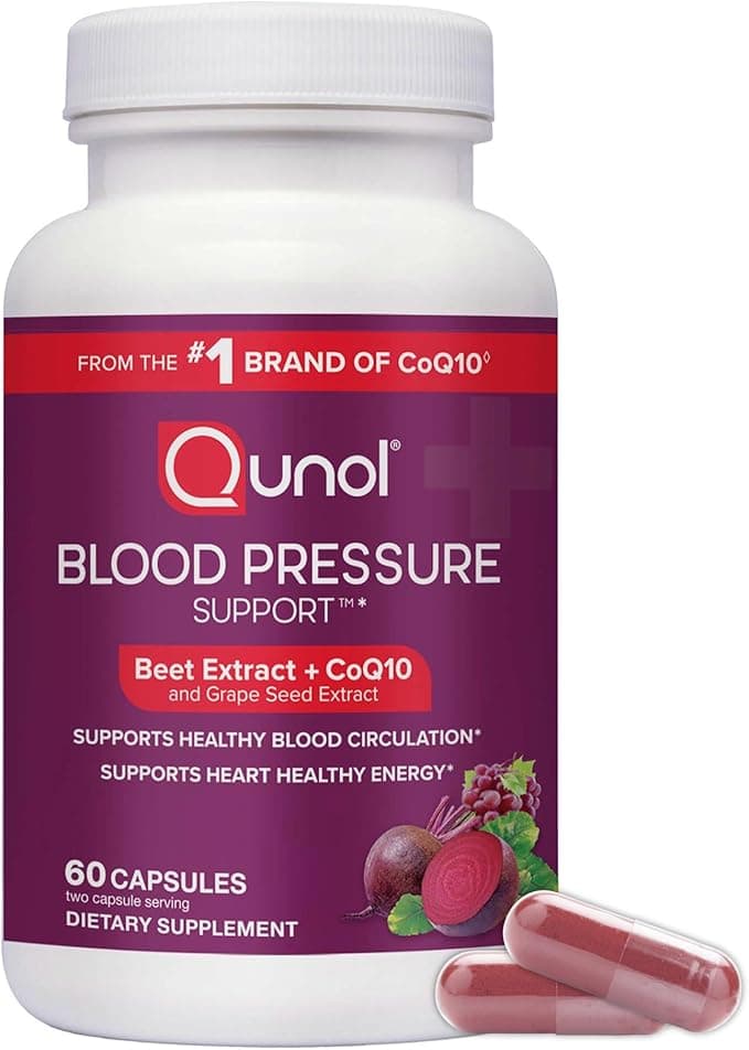Qunol Blood Pressure Support, 3 in 1 Beets + CoQ10 + Grape Seed Extract, Beet Root Capsules That Supports Healthy Blood Circulation & Heart Healthy Energy, 60 Count (Pack of 1 - Image 1