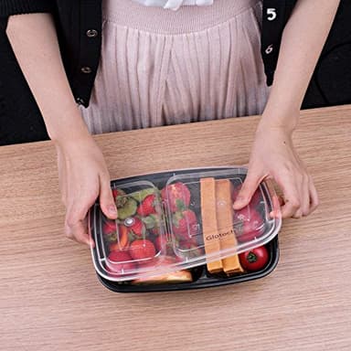 Glotoch 50 Pack 32 oz Meal Prep Containers Reusable, 2 Compartment Food Containers with Lids To Go Containers, Lunch-Microwave, Freezer, Dishwasher Safe - Image 9