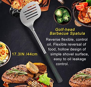POLIGO 7PCS Golf-Club Style BBQ Tools Set Grilling Tools with Rubber Handle - Stainless Steel Grill Accessories for Outdoor Grill Set Premium Grill Utensils Set Christmas Birthday Gifts for Men Dad - Image 4